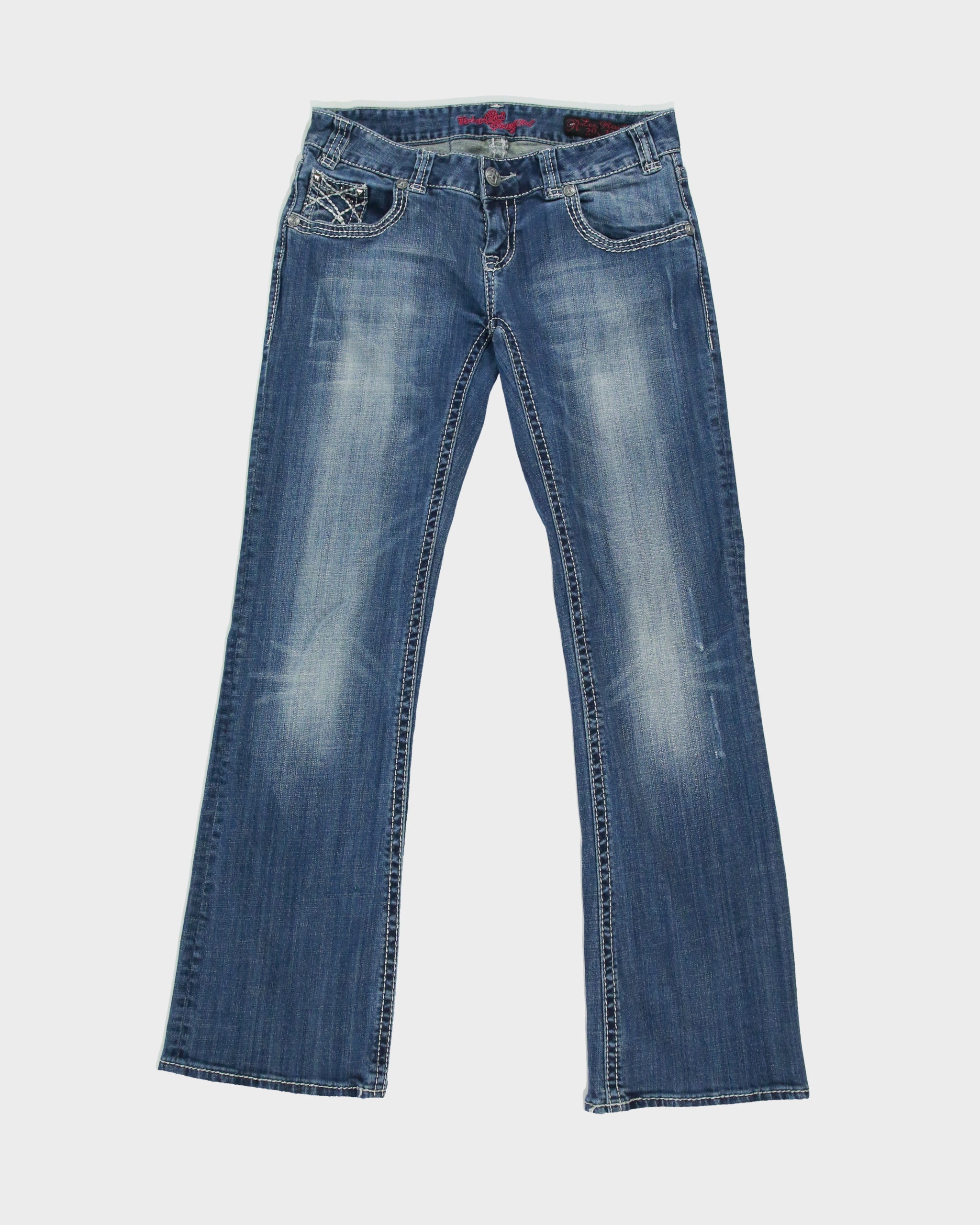 Vintage Y2K 00s Rock &amp; Roll Cowgirl Studded Rhinestone Bootcut Jeans - W29 L29