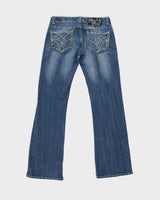 Vintage Y2K 00s Rock &amp; Roll Cowgirl Studded Rhinestone Bootcut Jeans - W29 L29