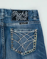 Vintage Y2K 00s Rock &amp; Roll Cowgirl Studded Rhinestone Bootcut Jeans - W29 L29