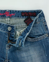 Vintage Y2K 00s Rock &amp; Roll Cowgirl Studded Rhinestone Bootcut Jeans - W29 L29