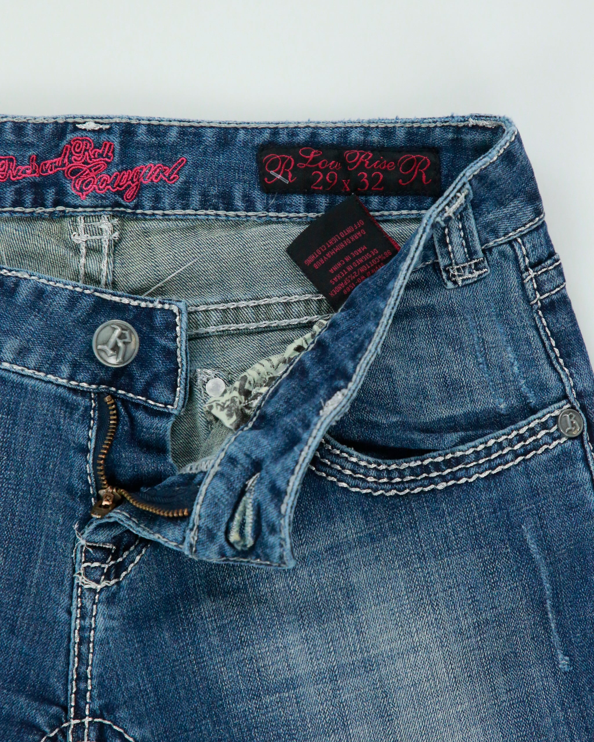 Vintage Y2K 00s Rock &amp; Roll Cowgirl Studded Rhinestone Bootcut Jeans - W29 L29