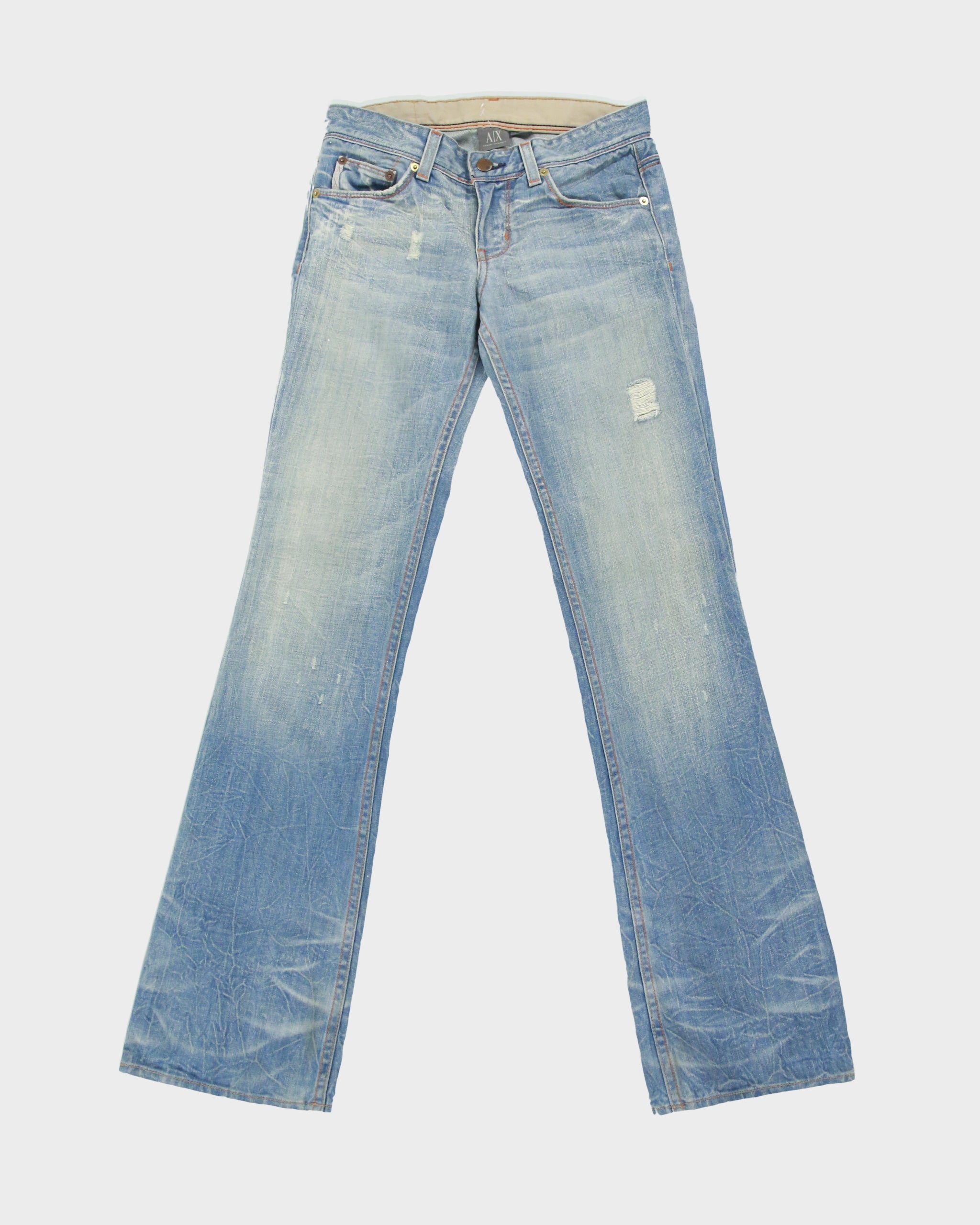 Vintage Y2K 00s Armani Exchange Distressed 'Light Crinkle' Bootcut jeans - W27 L32