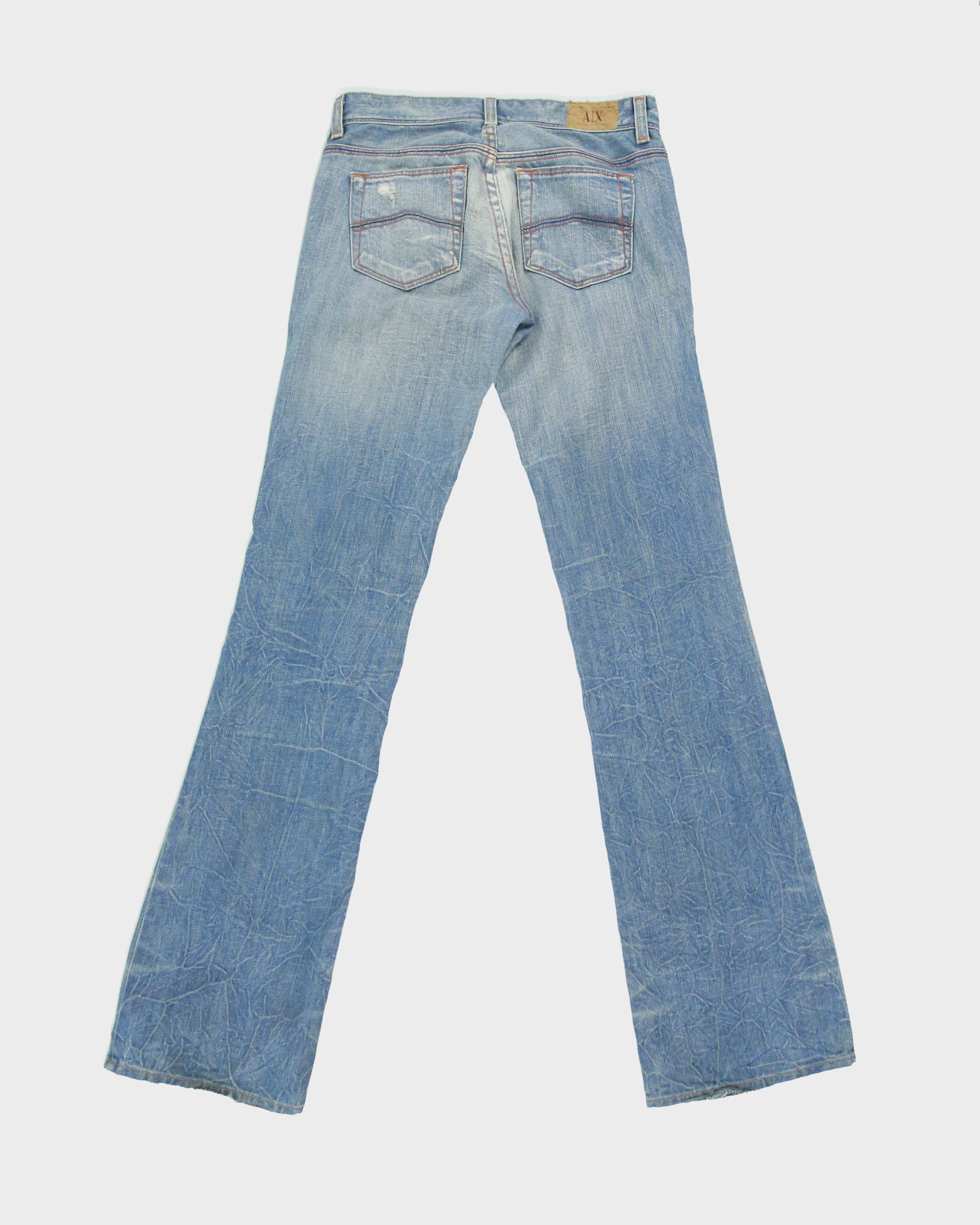 Vintage Y2K 00s Armani Exchange Distressed 'Light Crinkle' Bootcut jeans - W27 L32