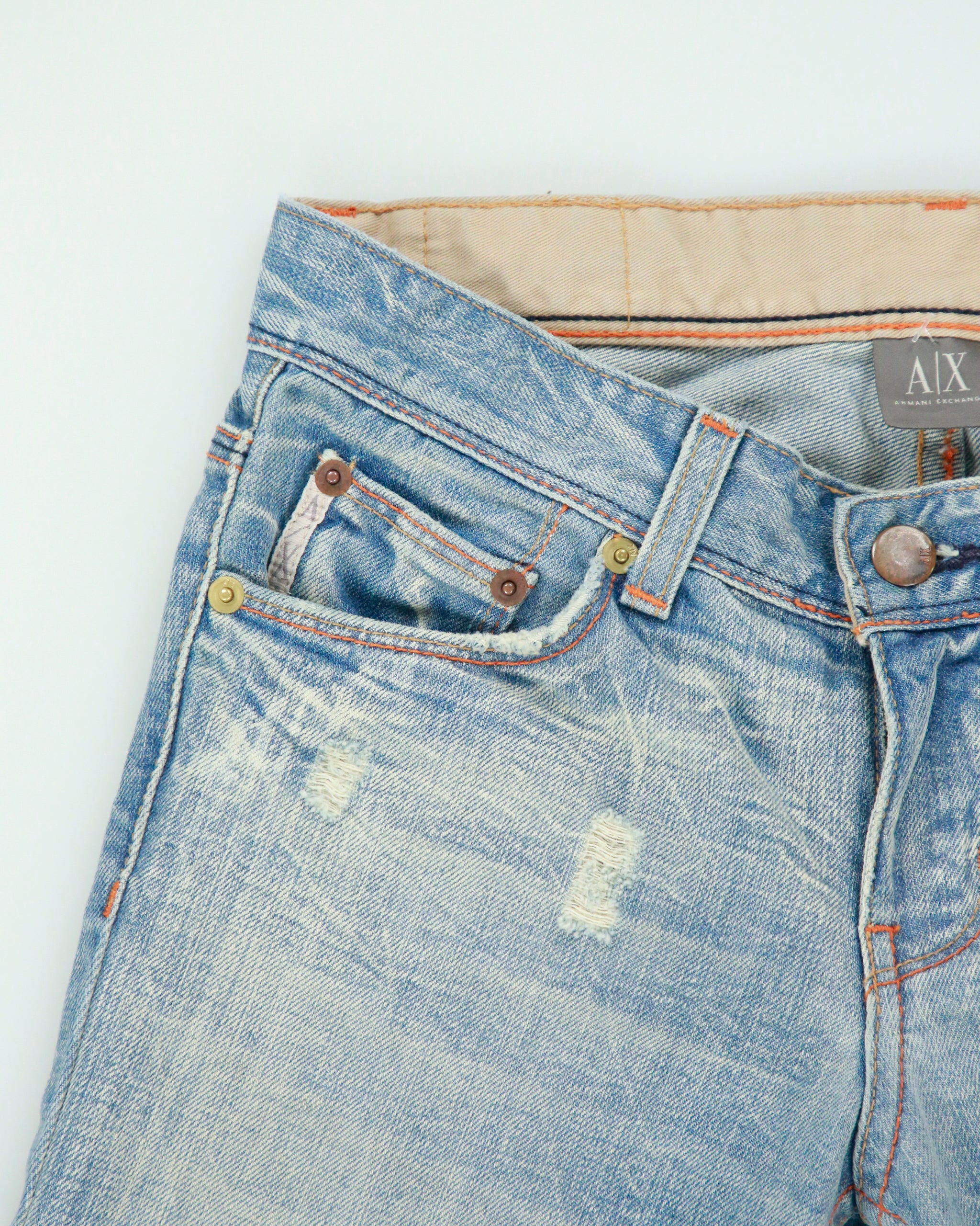 Vintage Y2K 00s Armani Exchange Distressed 'Light Crinkle' Bootcut jeans - W27 L32