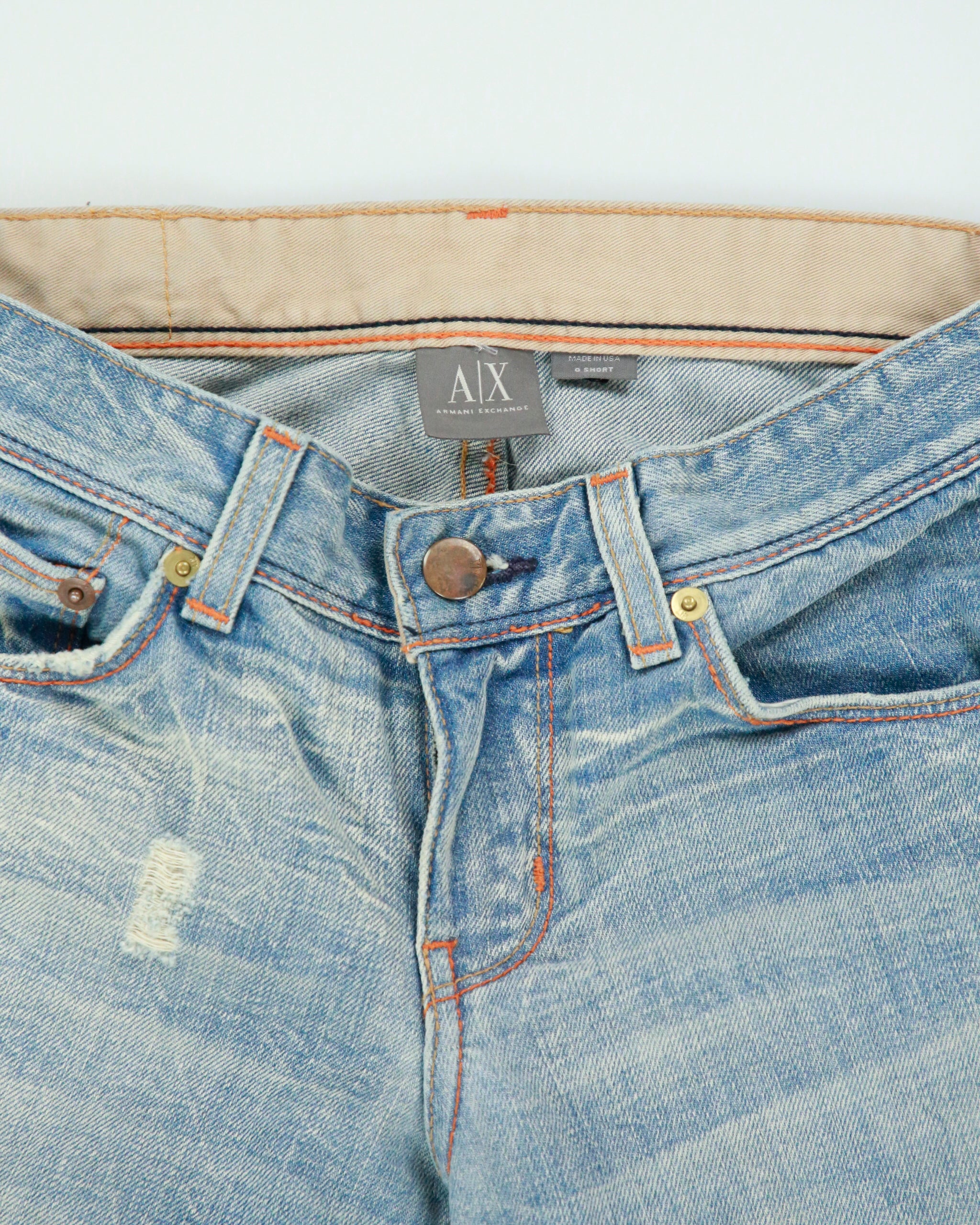 Vintage Y2K 00s Armani Exchange Distressed 'Light Crinkle' Bootcut jeans - W27 L32