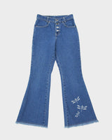 Vintage 1995 Levi's Batwing White Tab Made In Canada Raw Hem Flared Dragonfly Jeans - W25 L27