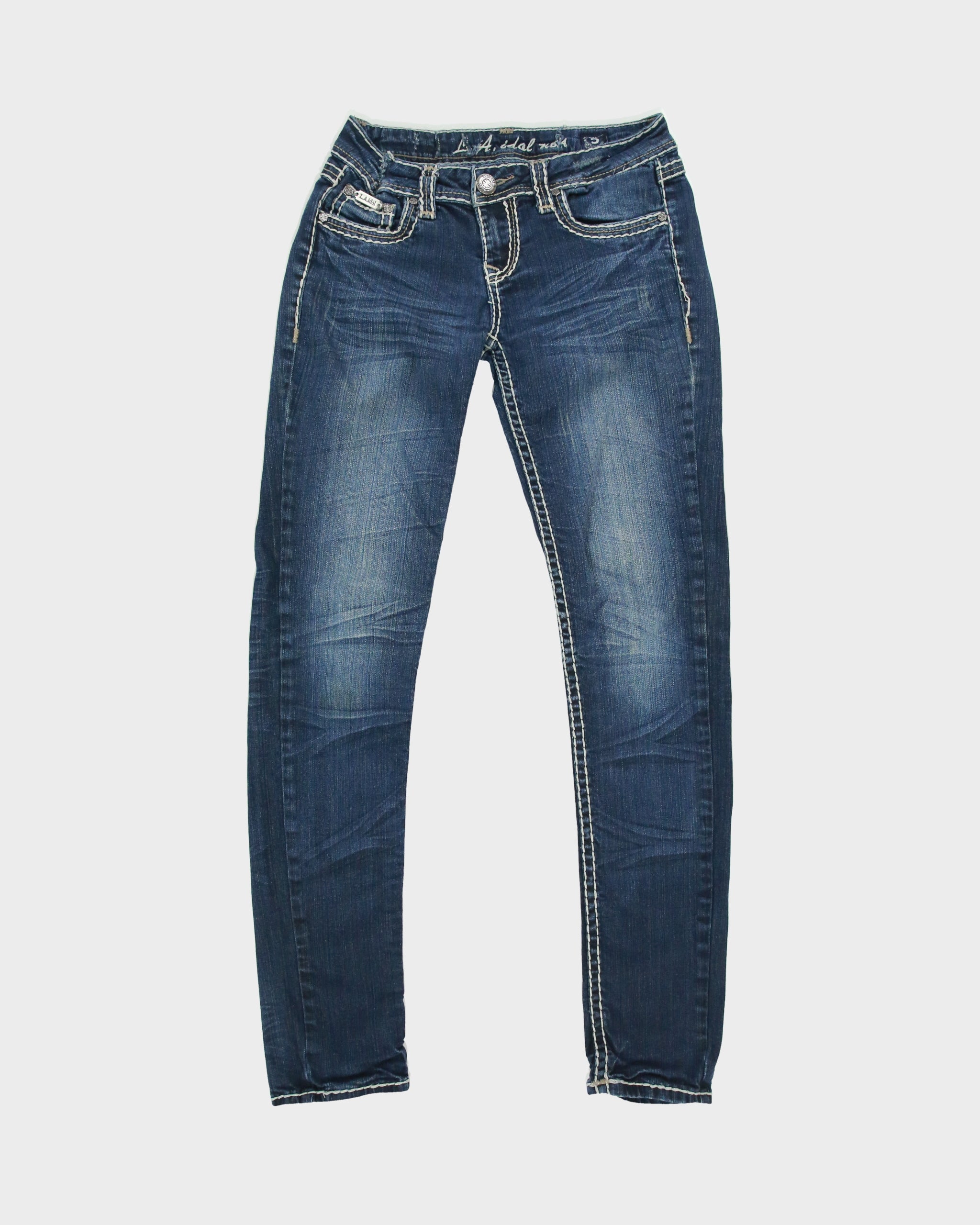 Vintage Y2K 00s L.A. Idol Contrast Stitch Skinny Jeans - W28 L30