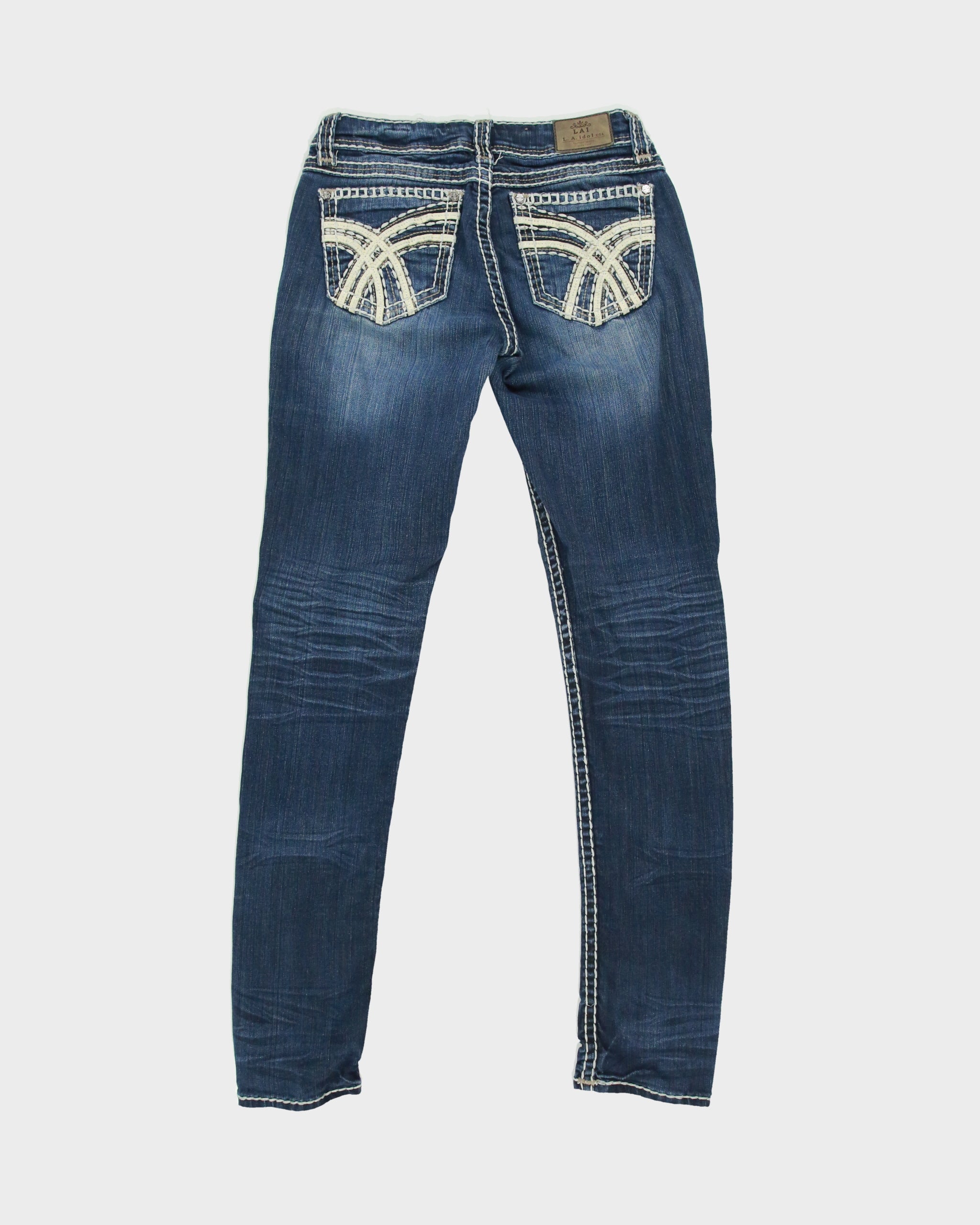 Vintage Y2K 00s L.A. Idol Contrast Stitch Skinny Jeans - W28 L30