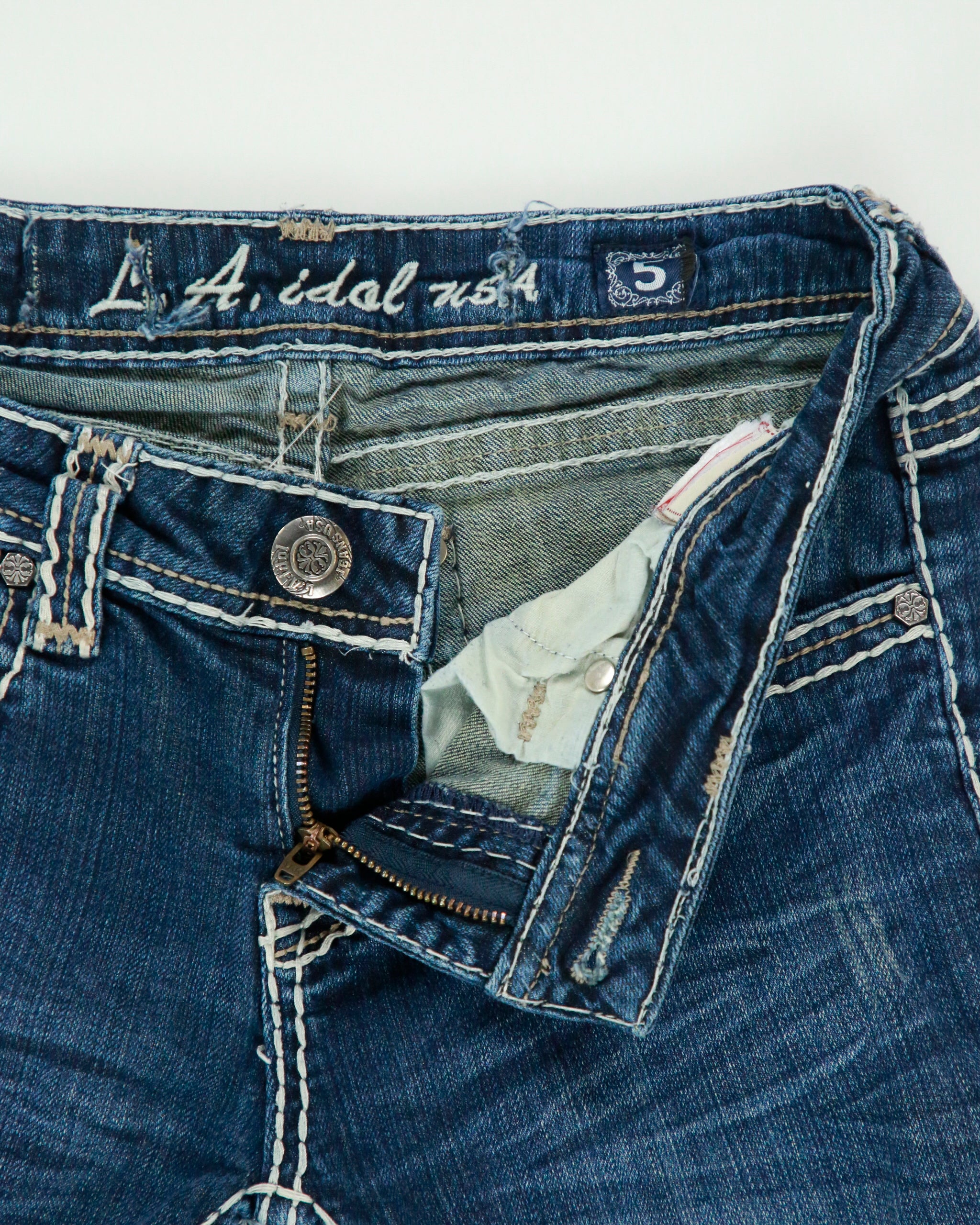 Vintage Y2K 00s L.A. Idol Contrast Stitch Skinny Jeans - W28 L30