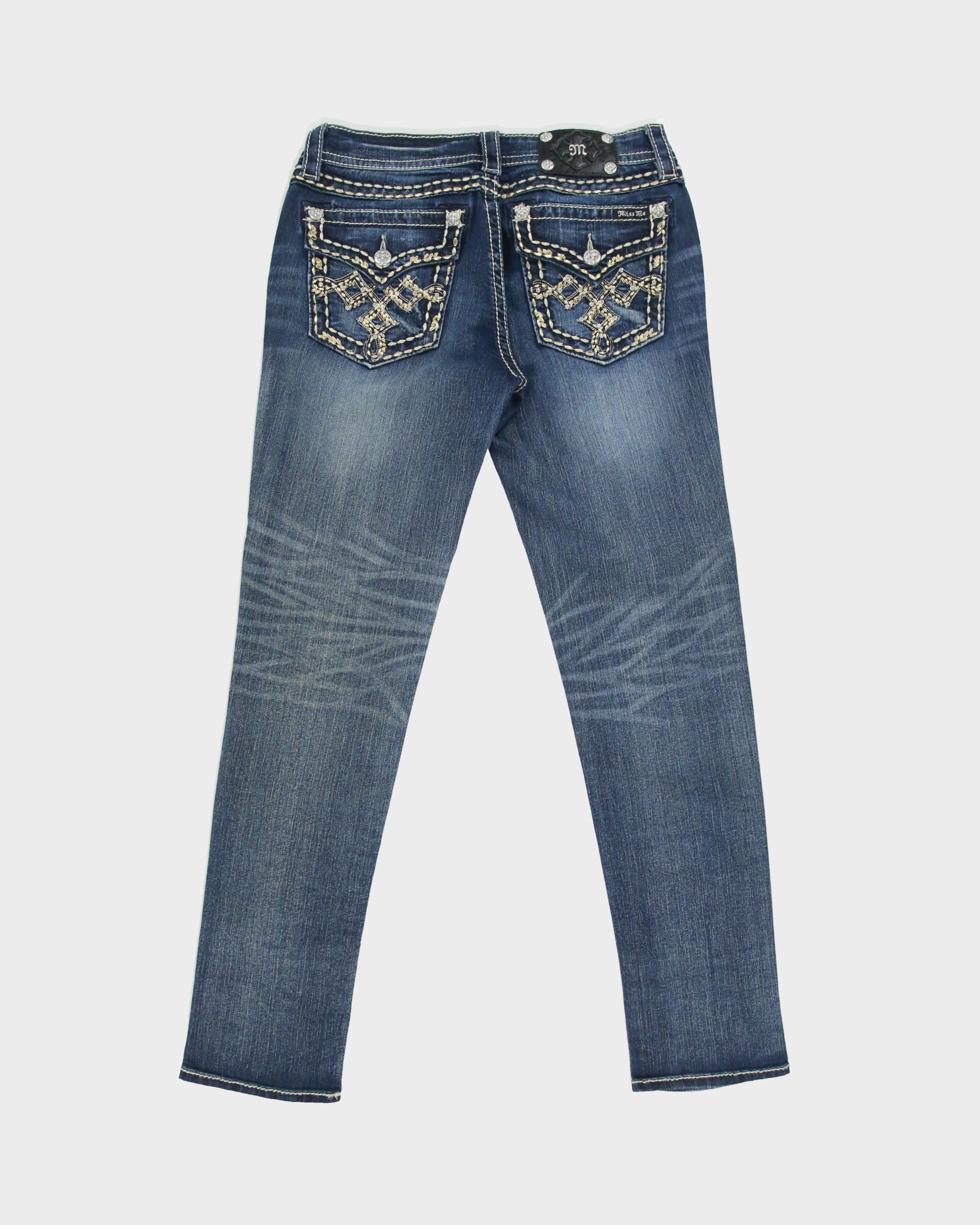 Vintage Y2K 00s Miss Me Rhinestone Embroidered Skinny Jeans - W31 L29