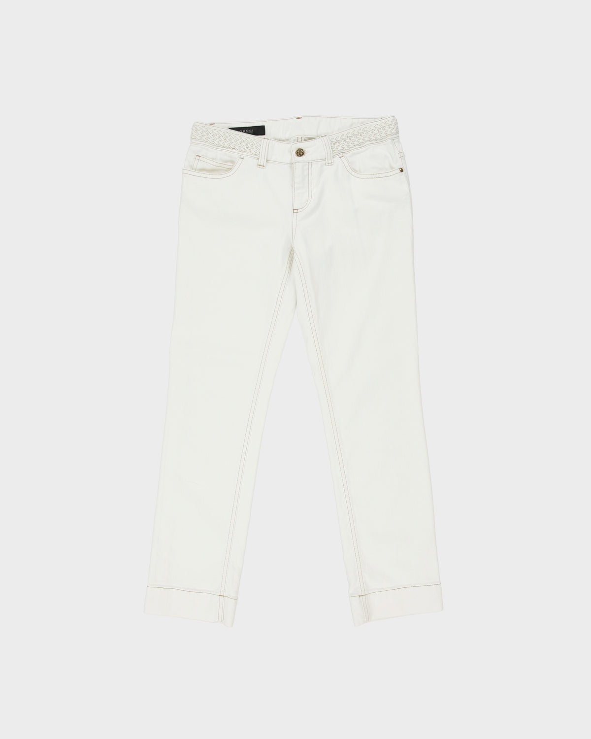 Vintage F/W 2010 Gucci Women's Low Rise Contrast Stitch Braided Slim Fit Denim Jeans - W28 L27