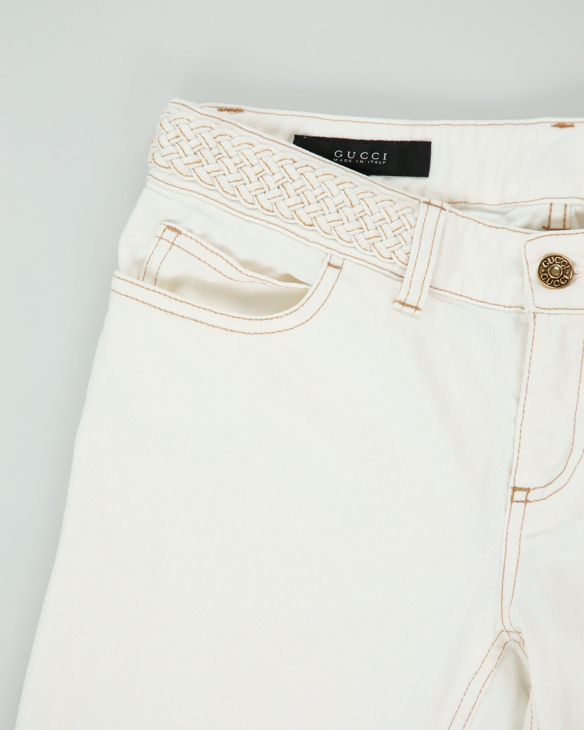 Vintage F/W 2010 Gucci Women's Low Rise Contrast Stitch Braided Slim Fit Denim Jeans - W28 L27