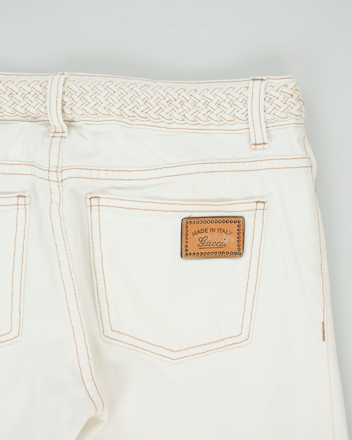 Vintage F/W 2010 Gucci Women's Low Rise Contrast Stitch Braided Slim Fit Denim Jeans - W28 L27