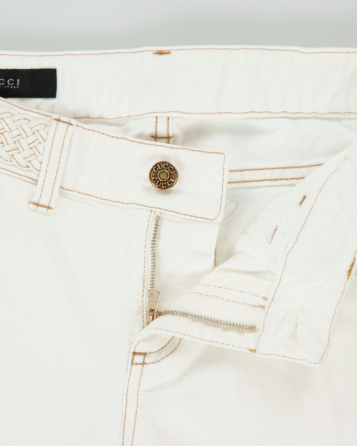 Vintage F/W 2010 Gucci Women's Low Rise Contrast Stitch Braided Slim Fit Denim Jeans - W28 L27