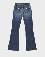 Vintage Y2K 00s Rock &amp; Republic Women's Low Rise Stone Wash Denim Made In USA Patch Flap Pocket Bootcut Jeans - W25 L31