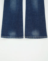 Vintage Y2K 00s Miss Me Women's Low Rise Contrast Stitch Rhinestone Embellished Flap Pocket Signature Bootcut Jeans - W30 L34