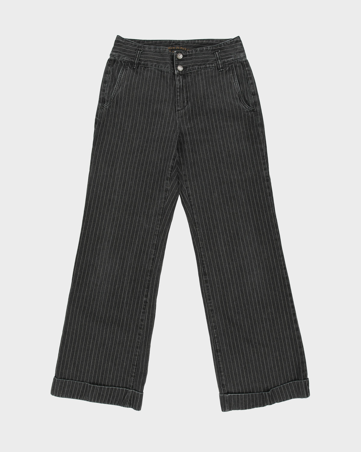Vintage Y2K 00s Lauren Ralph Lauren LRL Women's Mid Rise Pinstripe Double Button Wide Leg Denim Jeans - W30 L32