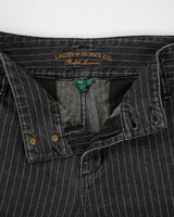 Vintage Y2K 00s Lauren Ralph Lauren LRL Women's Mid Rise Pinstripe Double Button Wide Leg Denim Jeans - W30 L32