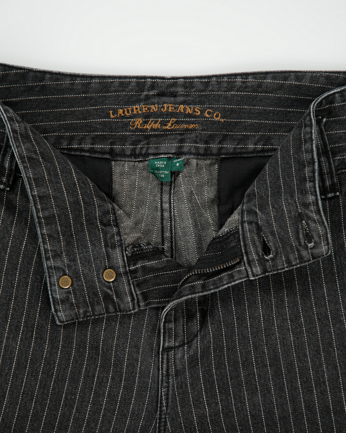 Vintage Y2K 00s Lauren Ralph Lauren LRL Women's Mid Rise Pinstripe Double Button Wide Leg Denim Jeans - W30 L32