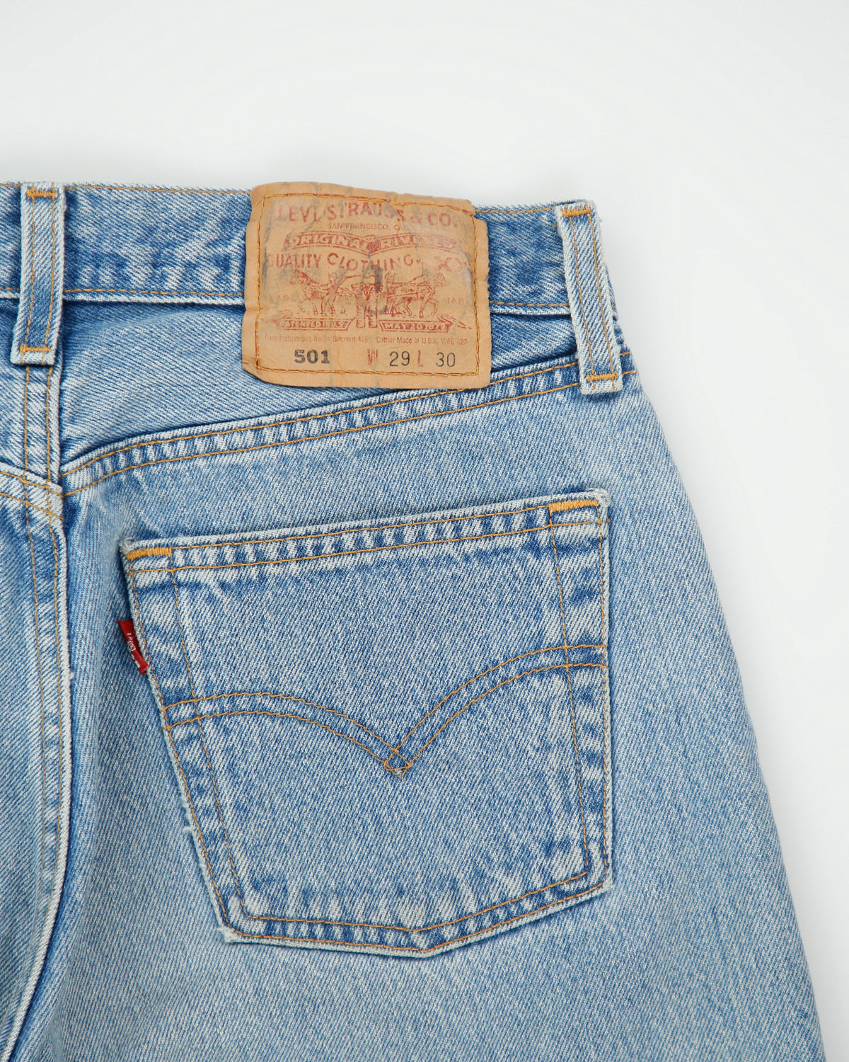 Vintage 1993 Levi's 501 Red Batwing Women's Made In USA Straight Leg Denim Jeans - W29 L30