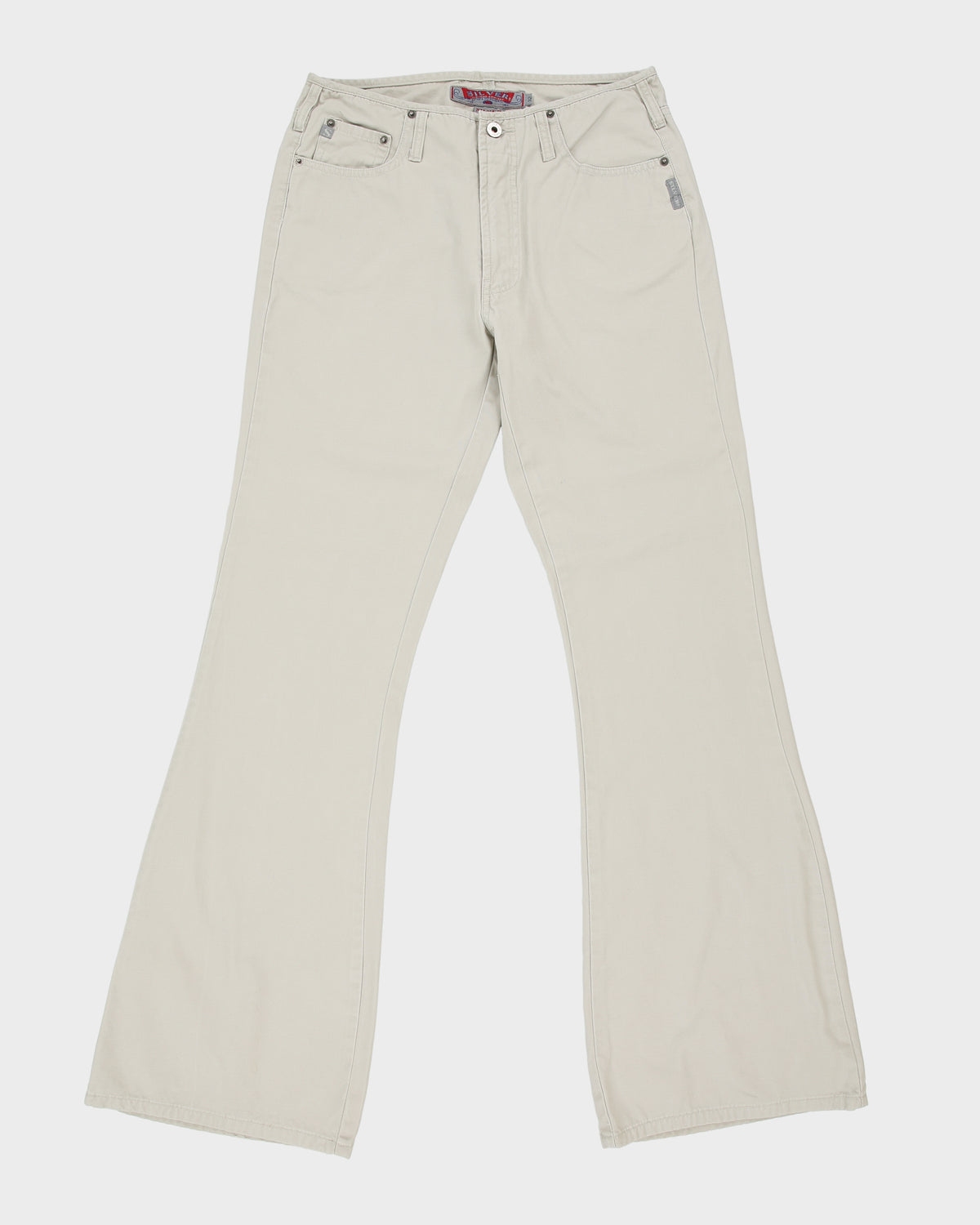 Vintage Y2K 00s Silver Jeans Low Rise Khaki Women's Canvas Denim Flared Jeans - W32 L35