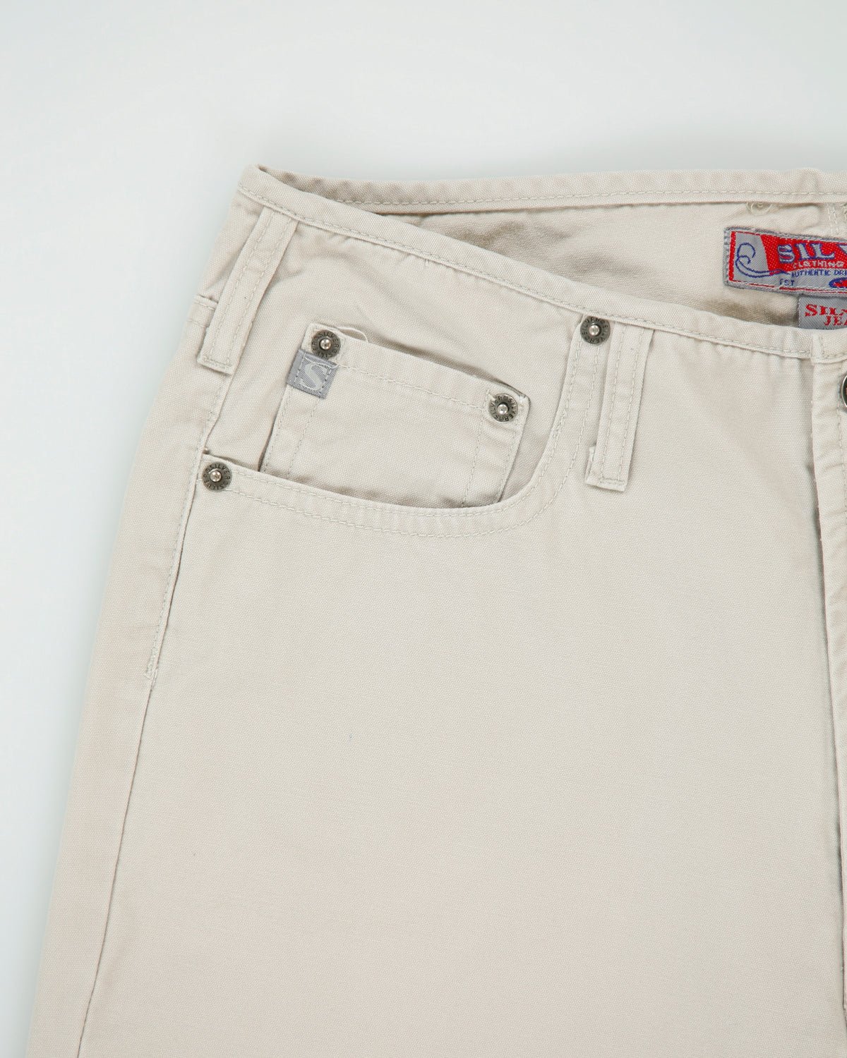 Vintage Y2K 00s Silver Jeans Low Rise Khaki Women's Canvas Denim Flared Jeans - W32 L35