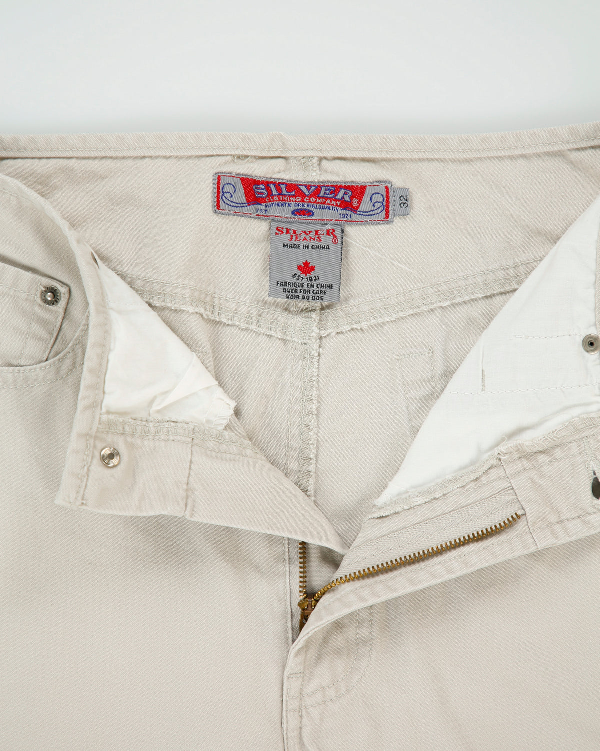Vintage Y2K 00s Silver Jeans Low Rise Khaki Women's Canvas Denim Flared Jeans - W32 L35