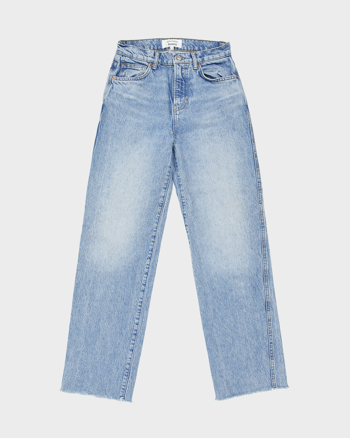 Reformation Women's 'Val 90's Mid Rise Straight Leg' Raw Hem Denim Jeans - W26 L31