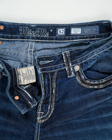 Vintage Y2K 00s Miss Me Women's Low Rise Rhinestone Embroidered Flap Pocket Signature Bootcut Denim Jeans - W32 L32