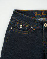 Vintage Y2K 00s Guess Doheny Women's Low Rise Raw Indigo Denim Flap Pocket Bootcut Jeans - W29 L34