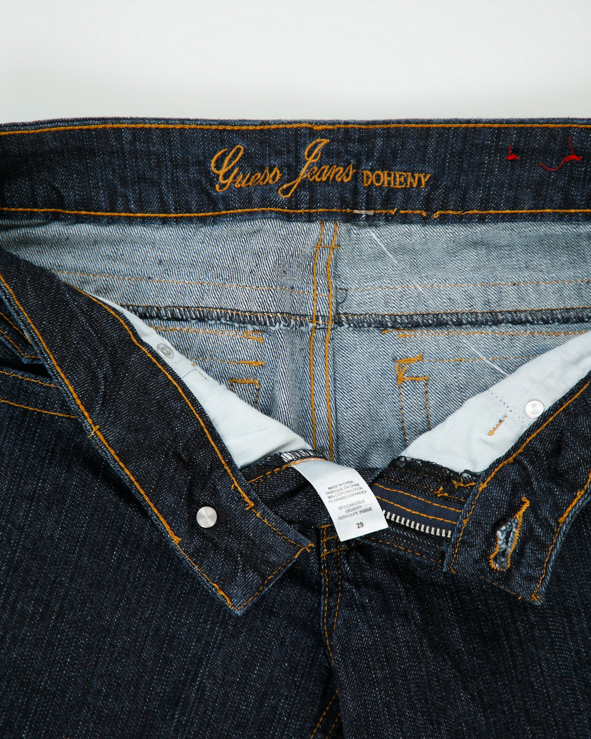 Vintage Y2K 00s Guess Doheny Women's Low Rise Raw Indigo Denim Flap Pocket Bootcut Jeans - W29 L34