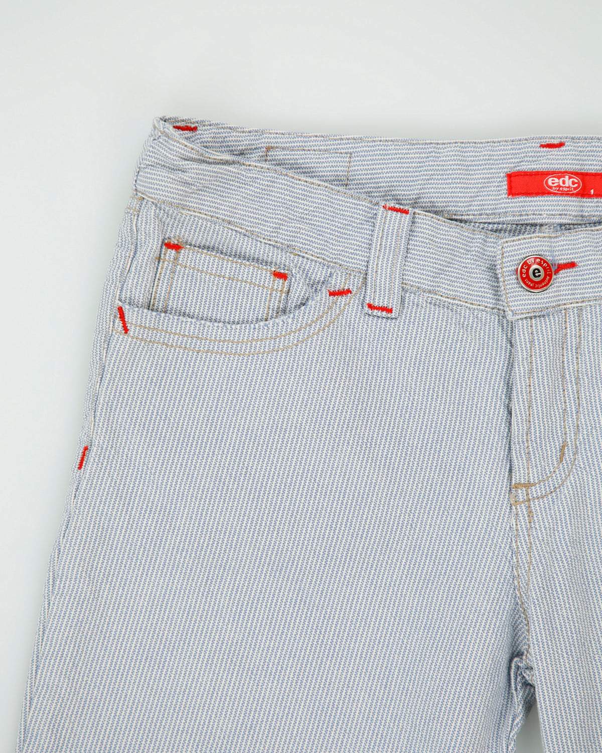 Vintage Y2K 00s EDC By Esprit Women's Low Rise Striped Denim Bootcut Flare Jeans - W27 L34