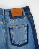 A/W 2023 Alexander McQueen Women's High Rise Two-Tone Denim Frayed Wide Leg Jeans - W28 L34