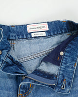 A/W 2023 Alexander McQueen Women's High Rise Two-Tone Denim Frayed Wide Leg Jeans - W28 L34