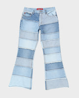 Y2K 00s Zana Di Patchwork Denim Low Rise Flare Jeans - W32 L31