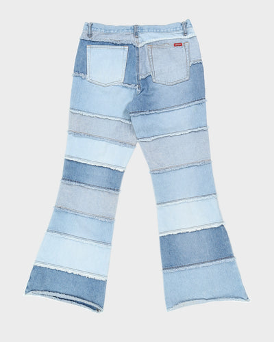 Y2K 00s Zana Di Patchwork Denim Low Rise Flare Jeans - W32 L31