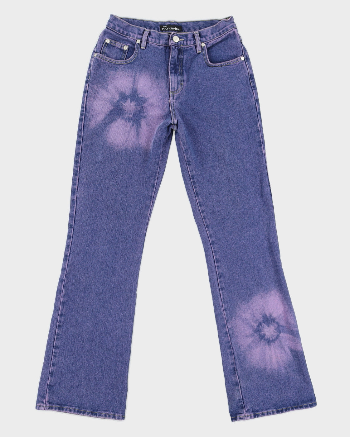 Y2K 00s No Boundaries Purple Dye Print Denim Flare Jeans - W28 L30