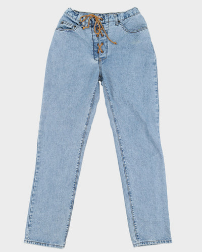 Vintage 90s Guess Light Wash Lace Up Front Denim Jeans - W31 L34