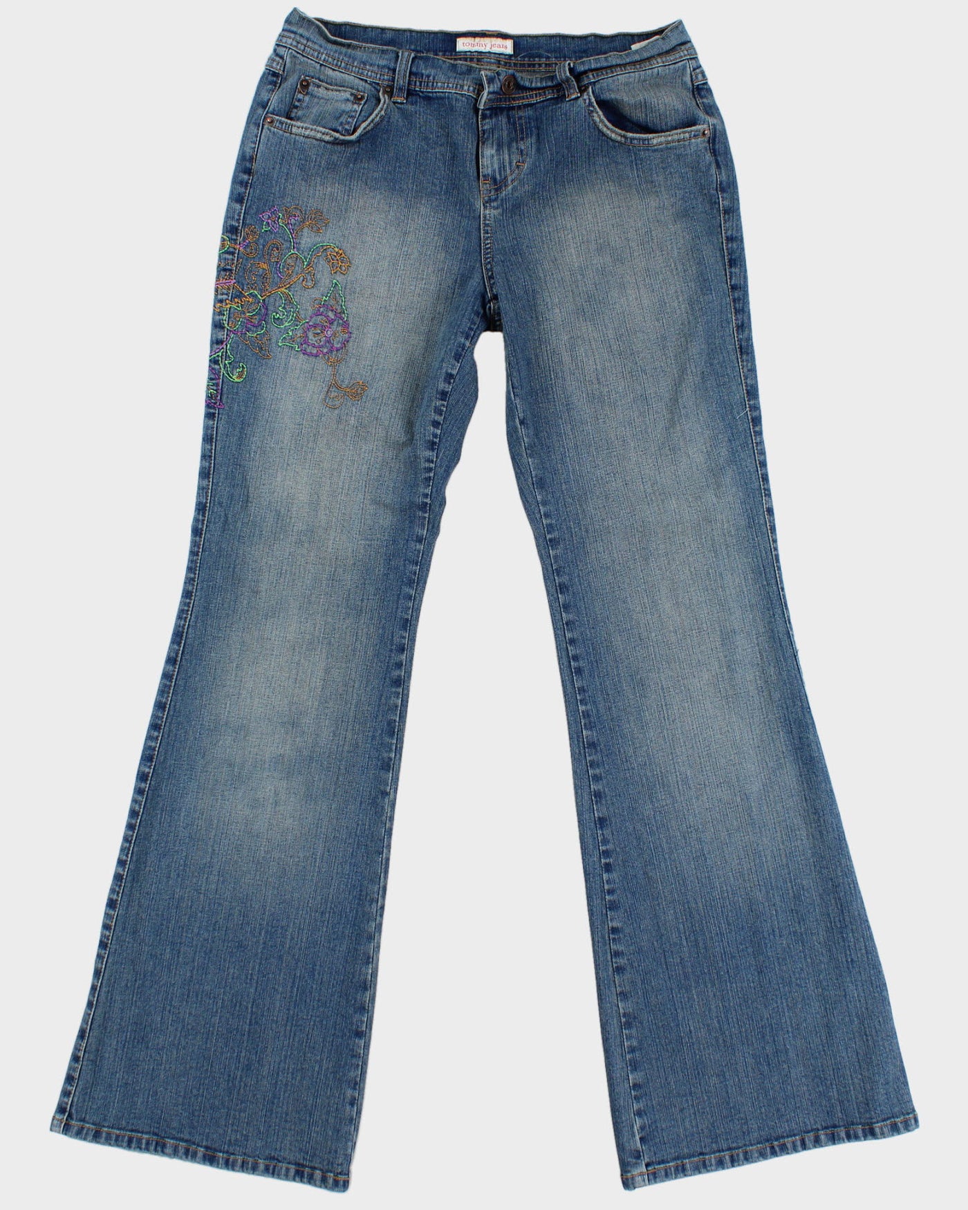 Y2K 00s Tommy Jeans Floral Embroidery Low Rise Denim Jeans - W30