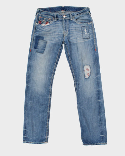 Y2K 00s True Religion Medium Wash Patchwork Jeans - W33