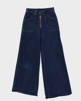 Vintage 70s Que Jeans Navy High Waisted Flares - W26 L29