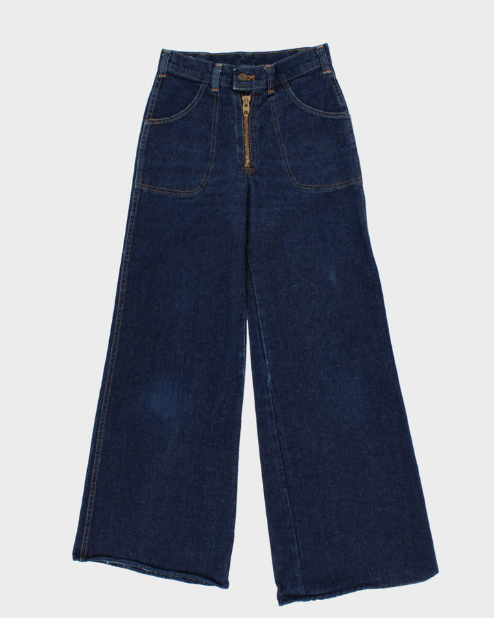 Vintage 70s Que Jeans Navy High Waisted Flares - W26 L29