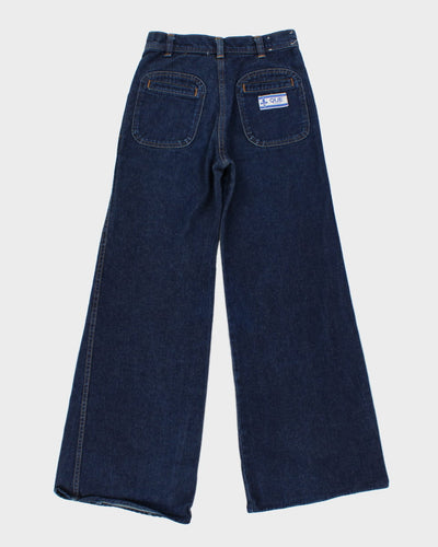 Vintage 70s Que Jeans Navy High Waisted Flares - W26 L29