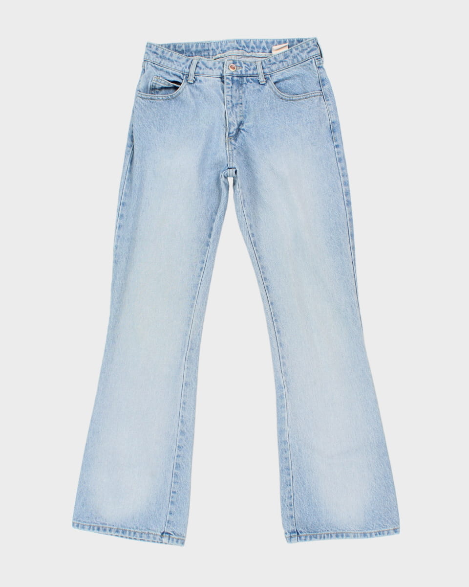 Vintage 90s Asphalt Light Blue Denim Flared Jeans - W26 L29