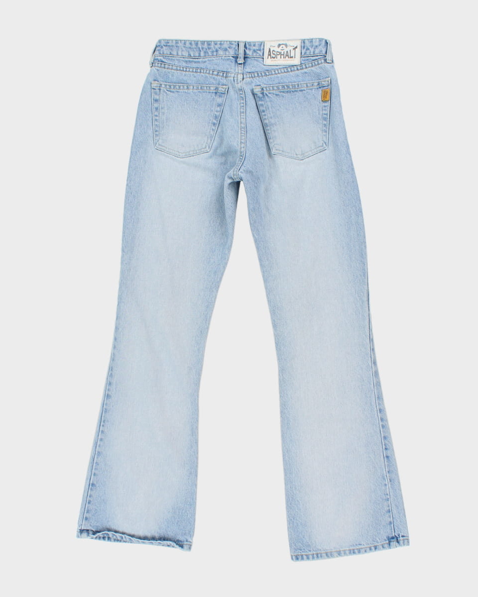 Vintage 90s Asphalt Light Blue Denim Flared Jeans - W26 L29