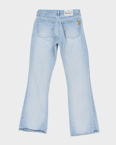 Vintage 90s Asphalt Light Blue Denim Flared Jeans - W26 L29