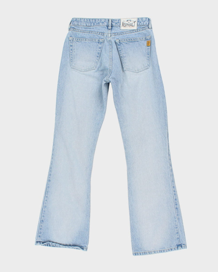 Vintage 90s Asphalt Light Blue Denim Flared Jeans - W26 L29