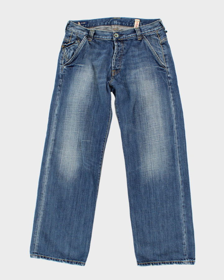 Womens Stovepipe Cut Y2K Style Blue Jeans - M