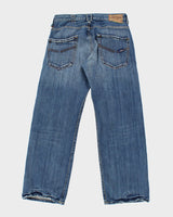 Womens Stovepipe Cut Y2K Style Blue Jeans - M