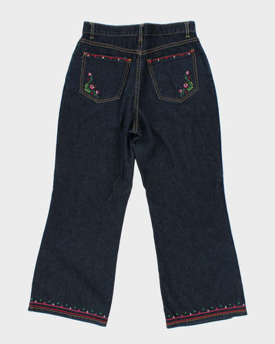 Vintage Women's Embroidered Dark Wash Flares - W30 L24